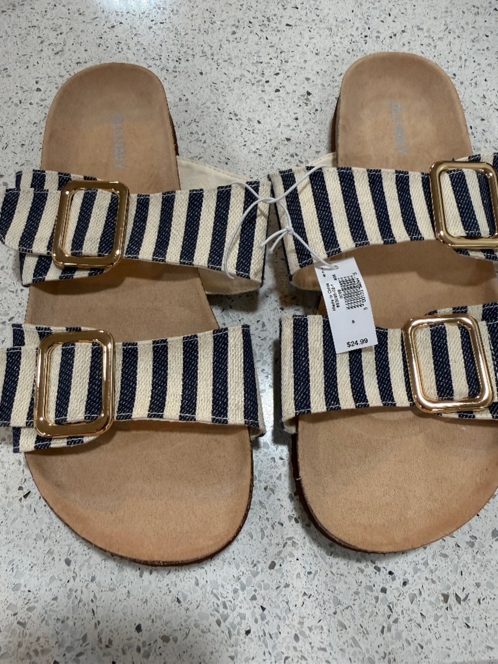 Old Navy womens flat bed blue and white stripe shoes NWT size 9